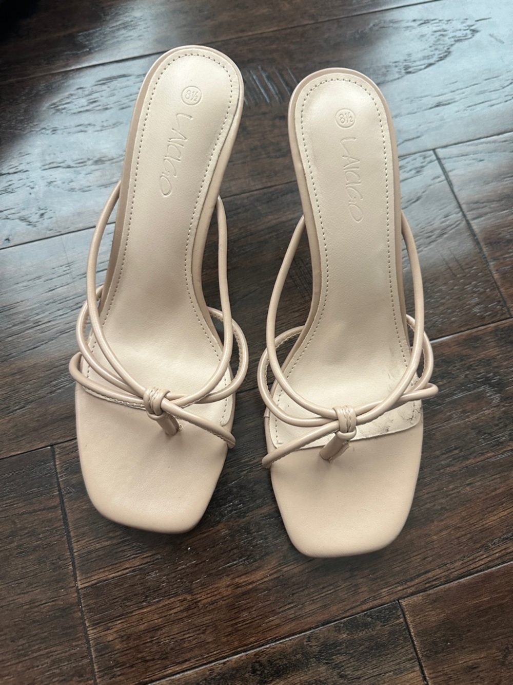 Nude Strappy Knot Slide Mules for Women